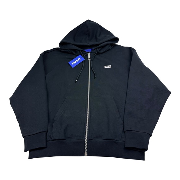 Hugo Boss Nardimez Mens Black Full Zip Hoodie Graphic Logo Medium NWT - Picture 2 of 13